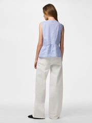 Pieces Jolly Tie Sleeveless Top - Hydrangea/ Bright White