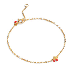 Enamel Copenhagen Cherry Bracelet Gold - Coral