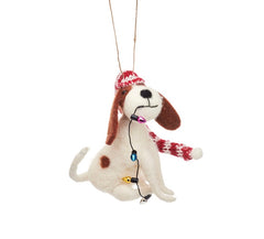 Sass & Belle Dog with Fairy Lights Felt Hanging Decoration