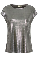 Fransa Franny Top - Silver Metallic
