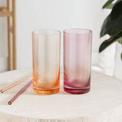 Uberstar Twist Highball Glass Tumblers - Pink/Peach