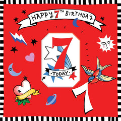 Sooshichacha Age 7 Tattoo Birthday Card