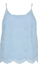 Pieces Vilde Broderie Top - Cashmere Blue