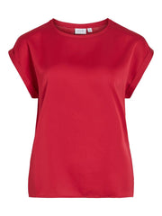 Vila Ellette Satin Top - Jester Red