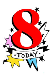 Sooshichacha Age 8 Tattoo Birthday Card