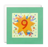 Age 9 Star Birthday Card with Paper Confetti - Paper Shakies by James Ellis