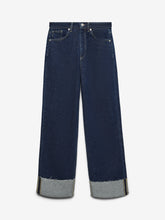 Vero Moda Tessa Fold Up Wide Fit Jeans - Dark Blue Denim