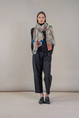 One Hundred Stars - Oriental Landscape Grey Scarf