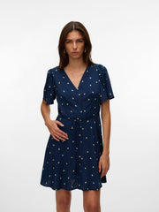 Vero Moda Alba Short Dress - Navy Blazer/ Lemons