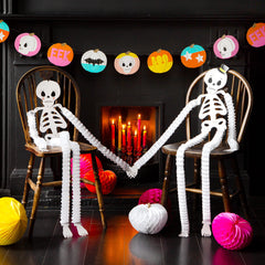 Talking Tables Halloween Skeleton Paper Honeycomb Hanging Decorations - 2 Pack