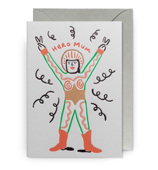 Lagom Design Hero Mum Retro Illustrated Greeting Card