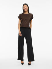 Vila Ellette Satin Top - Coffee Bean