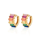 Scream Pretty - Gold Plated Rainbow Baguette Huggie Earrings