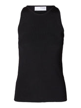 Selected Femme Sleeveless Rib Knit Top - Black