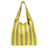 Lois Shopper Tote Bag - Taupe/Neon