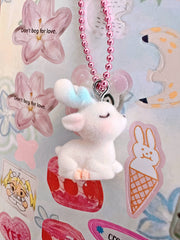90's Fuzzy Deer Necklace – Kawaii