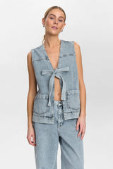 Numph Brooklyn Vest - Light Blue Bleach