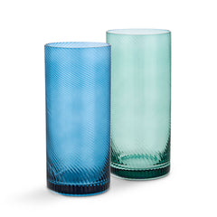 Twist Highball Glass Tumblers - Set of 2 Blue/Green