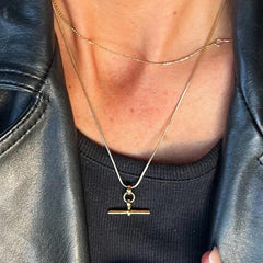 Scream Pretty Kelly Springham Gold T-Bar Necklace With Snake Chain