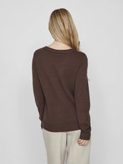 Vila Ril O-Neck Knit Top - Coffee Bean
