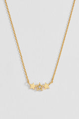 Estella Bartlett Merry Christmas Trio Star Necklace - Gold Plated