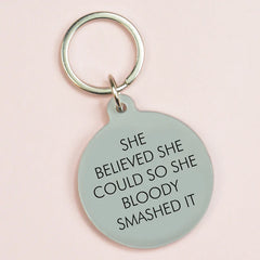Flamingo Candles - She Believed She Could Keyring