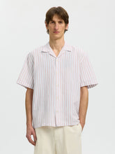 Selected Homme Clay Linen Shirt - Rose Dawn/ Wide White