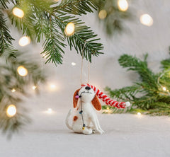 Sass & Belle Dog with Fairy Lights Felt Hanging Decoration