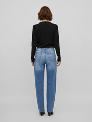 Vila Kelly High-Waist Straight Fit Jeans - Medium Blue Denim