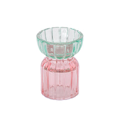 Sass & Belle Glass Reversible Tealight/Candleholder - Pink & Green