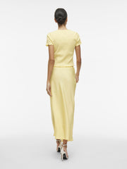 Vila Ellette High Waisted Midi Skirt - Pale Banana