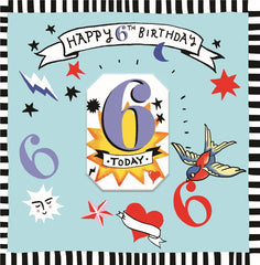 Sooshichacha Age 6 Tattoo Birthday Card