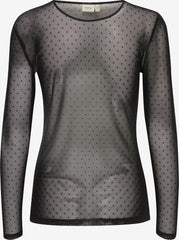 Fransa Deta Top - Mesh Polka
