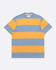 Far Afield Crew Neck Pocket T-Shirt - Bold Stripe Allure Blue/Honey Gold