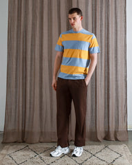 Far Afield Crew Neck Pocket T-Shirt - Bold Stripe Allure Blue/Honey Gold