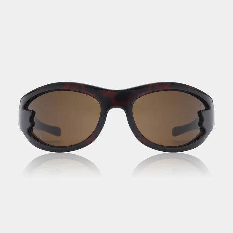 Sunglasses with brown lenses on a white background