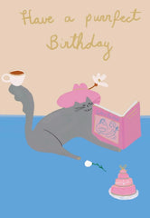 Roger La Borde Art Loving Cat Birthday Card