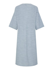 Pieces Apia V-Neck Midi Dress - Coronet Blue/Bright White