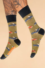 Powder Design - Men's Vintage Sports Car Socks Fern
