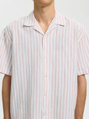 Selected Homme Clay Linen Shirt - Rose Dawn/ Wide White