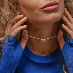 Enamel Copenhagen Necklace Organic Heart - Silver