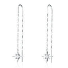 Scream Pretty - Silver Starburst Threader Earrings