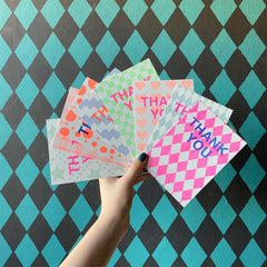 Petra Boase Pack Of 12 Thank You Notecards - Fluoro Orange Stars