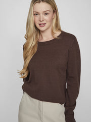 Vila Ril O-Neck Knit Top - Coffee Bean