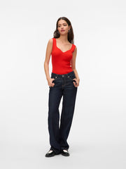 Vero Moda Willow Heart Neck Top - Fiery Red