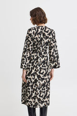 Fransa Lelu Wrap Dress - Black Leopard