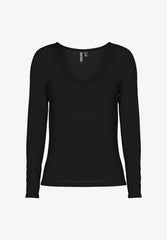 Pieces Barbera Lace Long Sleeve Top Black