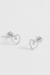 Estella Bartlett Doodle Heart Stud Silver Earrings
