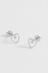 Estella Bartlett Doodle Heart Stud Silver Earrings