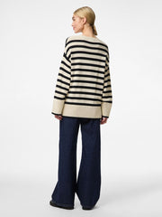 Pieces Ava Knitted Pullover - Birch/ Black